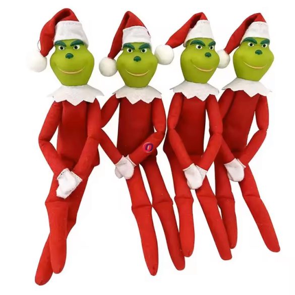 Karácsonyi elf manó, zöld Grincs textil 30 cm