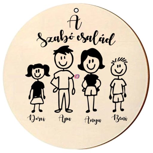 Egyedi névre szóló családi faTábla 30 cm, akasztható