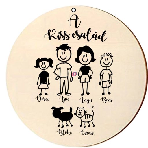 Egyedi névre szóló családi faTábla 30 cm, akasztható