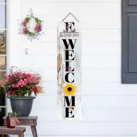   Egyedi Tábla Welcome felirattal virágos, 60 cm, akasztható