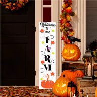 Őszi Tábla "Welcome to our Farm" felirattal tökös, 60 cm, akasztható   Őszi Tábla "Welcome to our Farm" felirattal tökös, 60 cm, akasztható