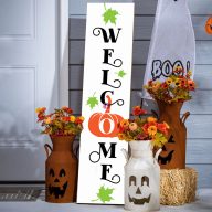 Őszi Tábla "Welcome" felirattal tökös, 60 cm, akasztható   Őszi Tábla "Welcome" felirattal tökös, 60 cm, akasztható