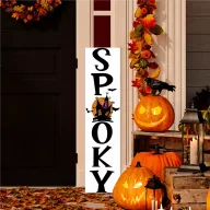   Őszi Tábla Spooky felirattal szellemházas, 60 cm, akasztható