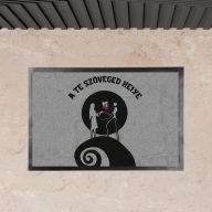 Halloweeni Lábtörlő Jack and Sally, személyre szabható 60x40 cm szürke   Halloweeni Lábtörlő Jack and Sally, személyre szabható 60x40 cm szürke