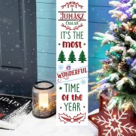 Egyedi Karácsonyi Ajtódísz tábla 60 cm "It's the most wonderful..." bejárati ajtó mellé, akasztható   Egyedi Karácsonyi Ajtódísz tábla 60 cm "It's the most wonderful..." bejárati ajtó mellé, akasztható