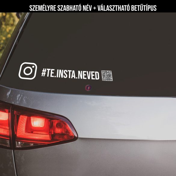 4 db Instagram Autó matrica, ajándék QR kóddal, öntapadós személyree szabható Matrica, többféle típus, szín