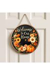 Őszi fa ajtódísz "Welcome" 30 cm, fa, akasztható
