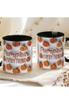 Őszi mintás bögre 3D pufi hatású "Pumpkin Everything" fekete
