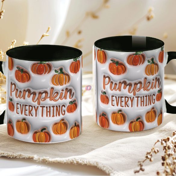 Őszi mintás bögre 3D pufi hatású "Pumpkin Everything" fekete