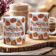   Őszi mintás bögre 3D pufi hatású "Pumpkin Everything" kerámia