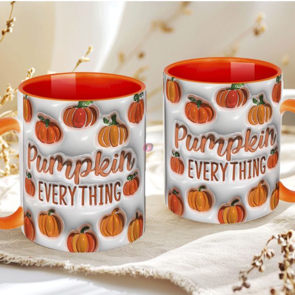 Őszi mintás bögre 3D pufi hatású "Pumpkin Everything" Narancs