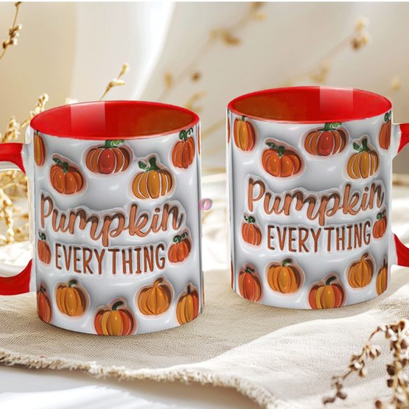 Őszi mintás bögre 3D pufi hatású "Pumpkin Everything" red