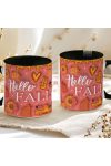 Őszi mintás bögre 3D pufi hatású "Hello Fall" fekete