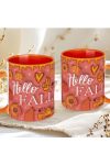 Őszi mintás bögre 3D pufi hatású "Hello Fall" Narancs