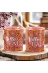 Őszi mintás bögre 3D pufi hatású "Hello Fall" rózsaszín