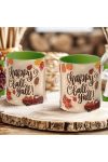 Őszi mintás bögre 3D pufi hatású "Hello Fall Y'all" zöld