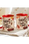 Őszi mintás bögre 3D pufi hatású "Hello Fall Y'all" red