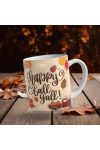 Őszi mintás bögre 3D pufi hatású "Hello Fall Y'all" kerámia