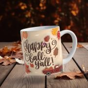   Őszi mintás bögre 3D pufi hatású "Hello Fall Y'all" kerámia