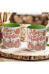 Őszi mintás bögre 3D pufi hatású "Hey Pumpkin" zöld
