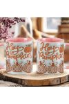 Őszi mintás bögre 3D pufi hatású "Hey Pumpkin" rózsaszín