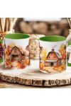 Őszi mintás bögre HD "Farmhouse" zöld