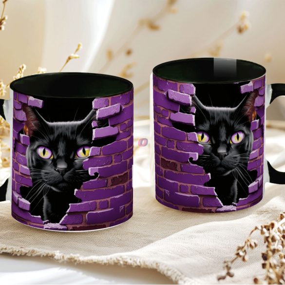 Halloween mintás bögre HD "Black Cat" fekete