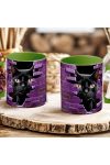 Halloween mintás bögre HD "Black Cat" zöld