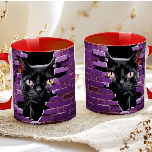 Halloween mintás bögre HD "Black Cat" red