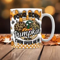   Őszi mintás bögre 3d Pufi hatású "Pour Some Pumpkin" kerámia