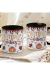 Őszi mintás bögre 3D pufi hatású "Autumn Vibes" fekete