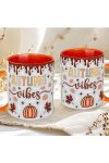 Őszi mintás bögre 3D pufi hatású "Autumn Vibes" narancssárga