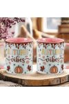 Őszi mintás bögre 3D pufi hatású "Autumn Vibes" rózsaszín