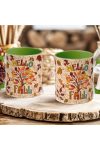 Őszi mintás bögre 3D pufi hatású "Hello Fall" zöld