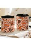 Őszi mintás bögre 3D pufi hatású "Fall vibes Coffe" fekete