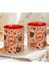 Őszi mintás bögre 3D pufi hatású "Fall vibes Coffe" narancssárga