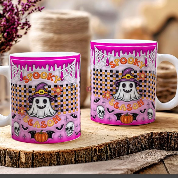 Őszi mintás bögre 3D pufi hatású "Spooky Season"  kerámia