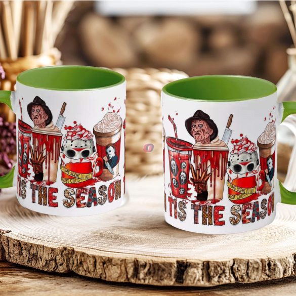 Halloween mintás bögre Horror Stars "Tis The Season" zöld