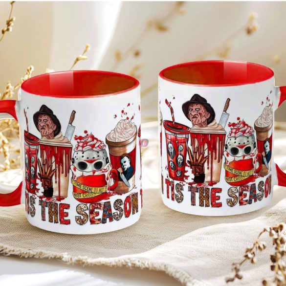Halloween mintás bögre Horror Stars "Tis The Season" red