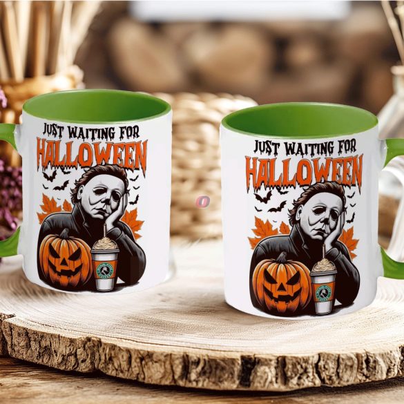Halloween mintás bögre Péntek 13 zöld