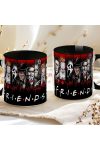 Halloween mintás bögre "Friends" Horror karakterekkel fekete