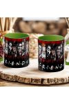 Halloween mintás bögre "Friends" Horror karakterekkel zöld