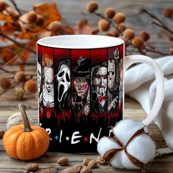 Halloween mintás bögre "Friends" Horror karakterekkel kerámia
