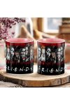 Halloween mintás bögre "Friends" Horror karakterekkel rózsaszín