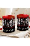 Halloween mintás bögre "Friends" Horror karakterekkel red