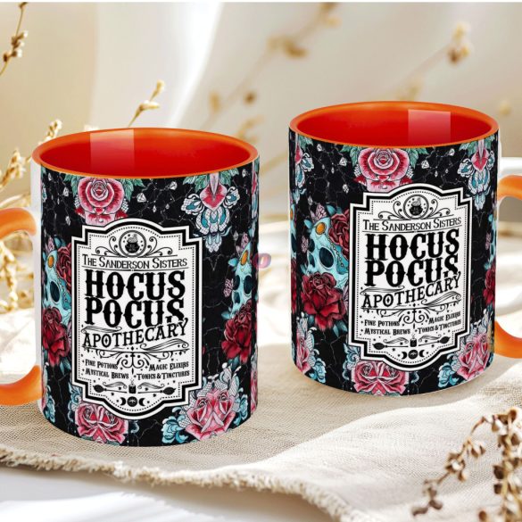 Halloween mintás bögre "Hocus Pocus" Narancs