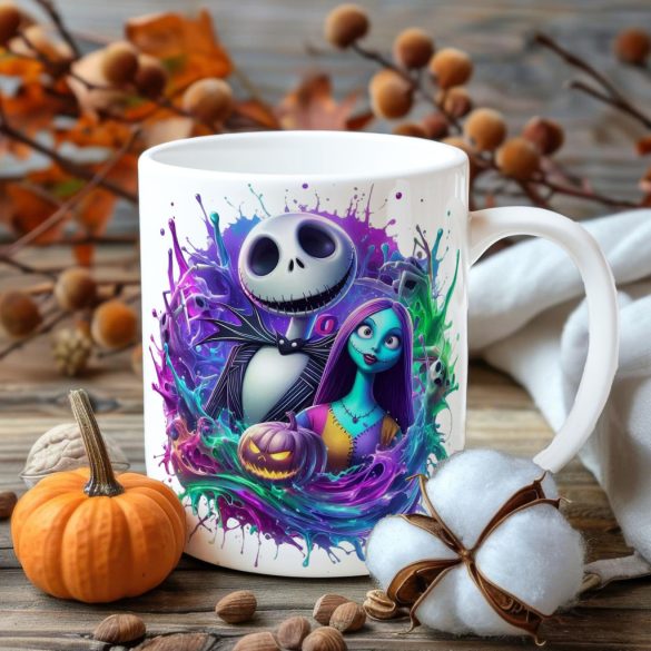 Halloween mintás bögre "Jack and Sally" kerámia