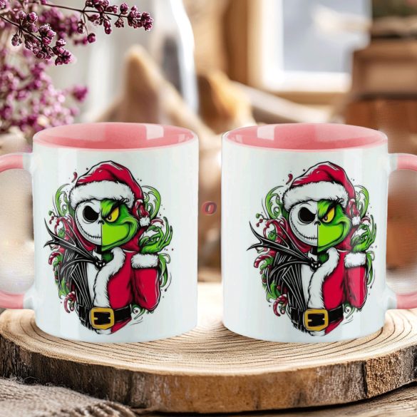 Halloween mintás bögre "Jack x Grincs"  rózsaszín