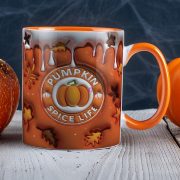 Őszi mintás bögre pumpkin spice life Narancssárga