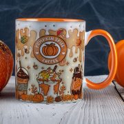   Őszi mintás bögre "pumpkin spice coffe" Narancssárga